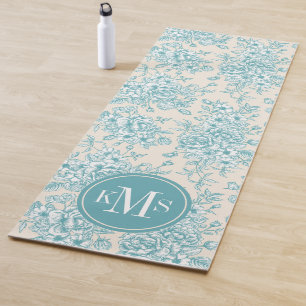 Blue Rose Bouquet Garden Floral Pattern Yoga Mat