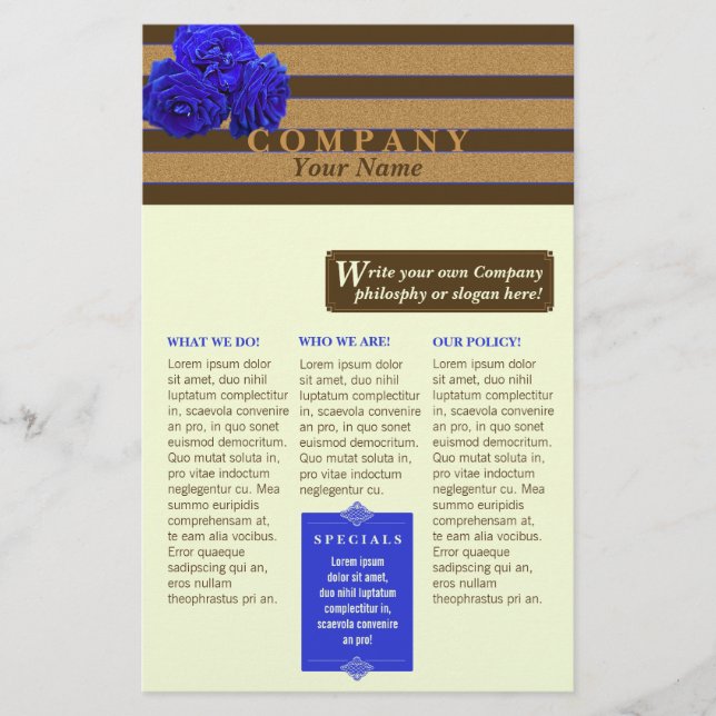 Blue Rose & Bronze - Product/Service Flyer (Front)