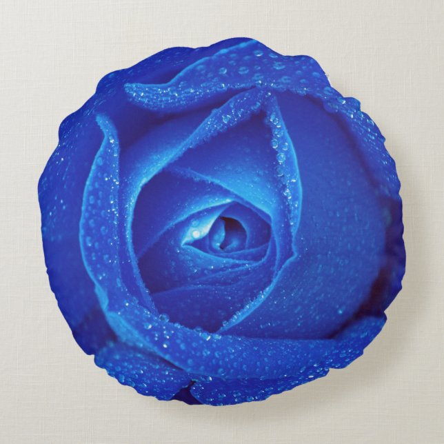 Blue rose bud round cushion (Back)