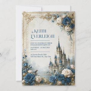 Blue Rose Castle Wedding Invitation
