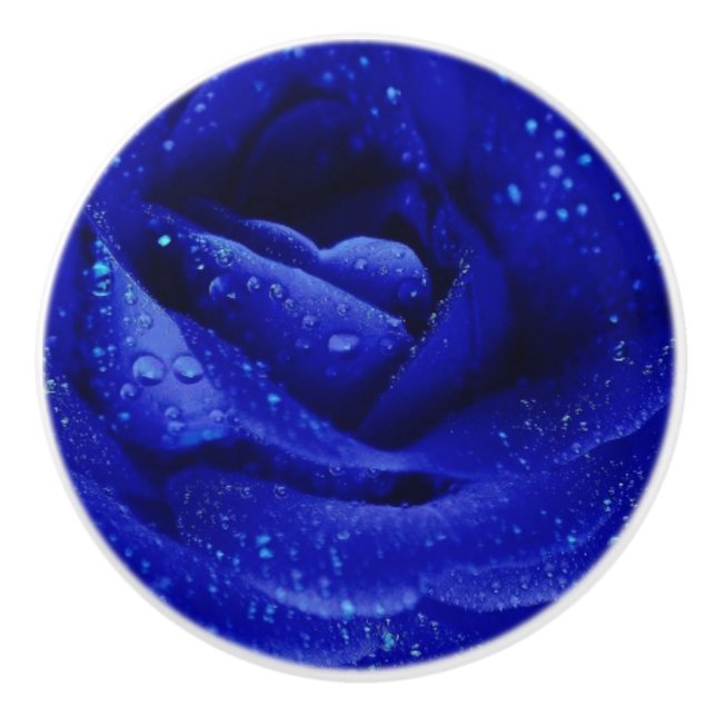 Blue rose ceramic knob (Front)