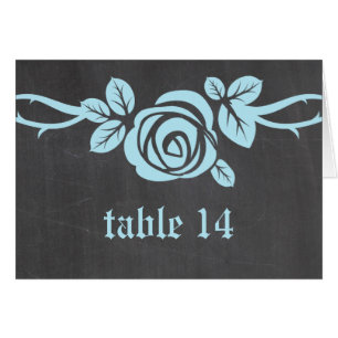 Blue Rose Chalkboard Table Number Card