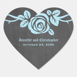 Blue Rose Chalkboard Wedding Stickers