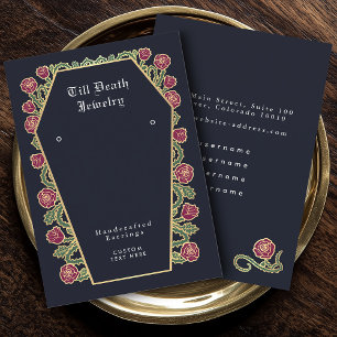 Blue Rose Coffin Gothic Earring Display Business Card