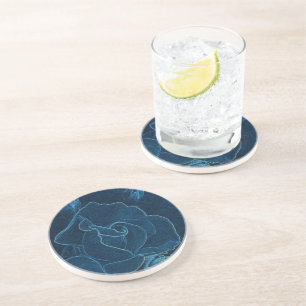 blue rose contour coaster