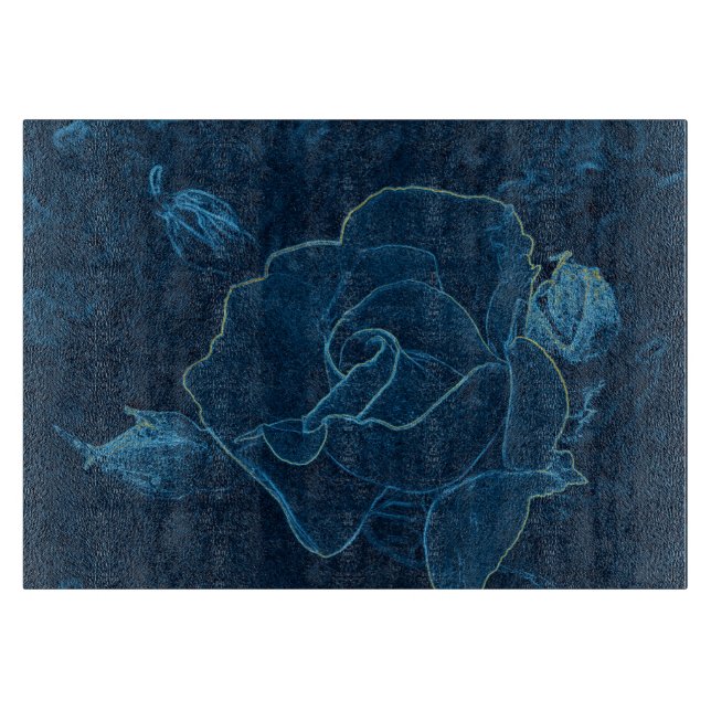 blue rose contour cutting board (Front)