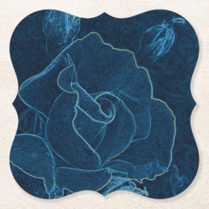 blue rose contour paper coaster