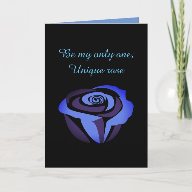 Blue rose dark valentine's day holiday card (Front)