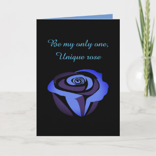 Blue rose dark valentine's day holiday card
