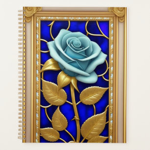 Blue Rose Design in Stained Glass Planner