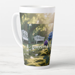 Blue Rose Elegance Custom Romantic Floral Latte Mug