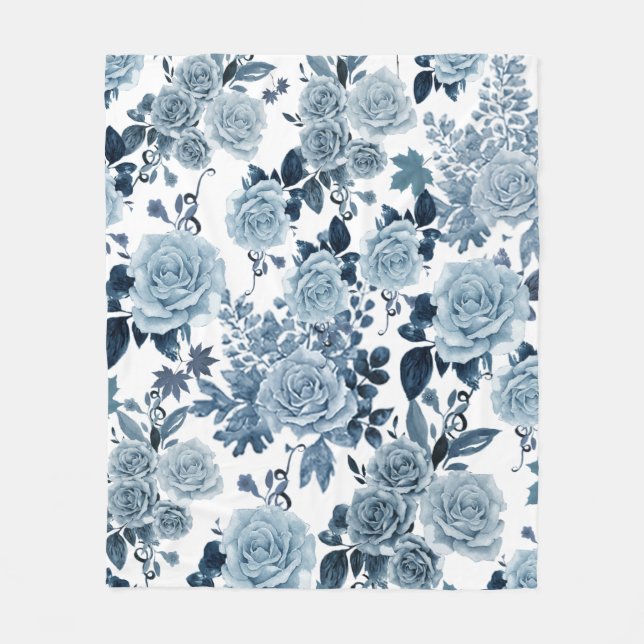 Blue rose fleece blanket (Front)