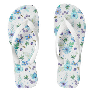 Blue rose flip flops