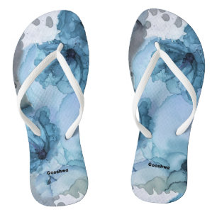 Blue Rose Flip Flops, Slim Straps Flops