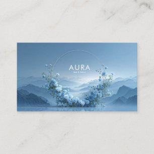 Blue Rose Floral Arch Misty Mountain Lake Business Card