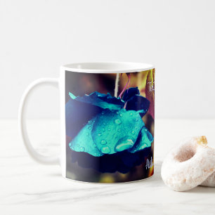 Blue Rose Floral Art Personalised  Coffee Mug