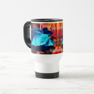 Blue Rose Floral Art Personalized   Travel Mug