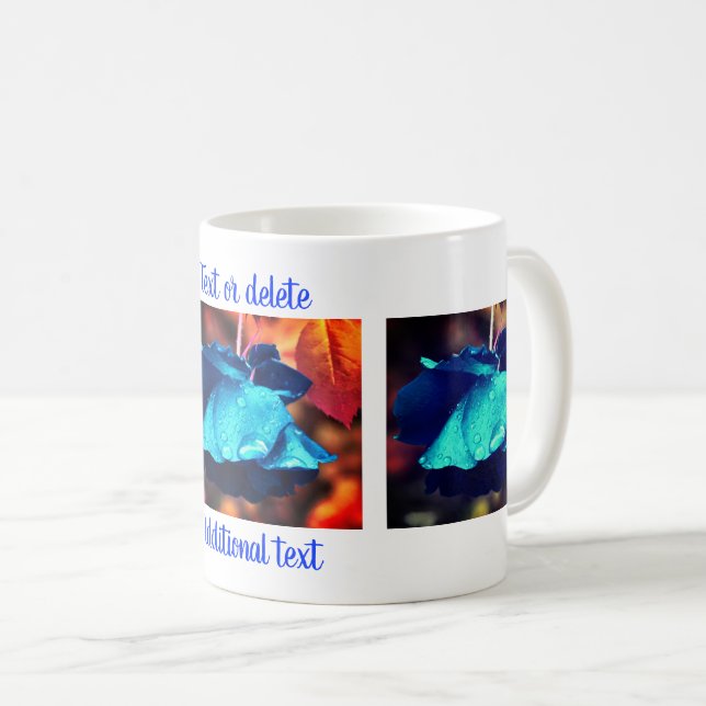 Blue Rose Floral Art Photography Personalised  Coffee Mug (Front Right)