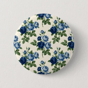 Blue Rose Floral Pattern 6 Cm Round Badge