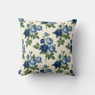 Blue Rose Floral Pattern Cushion