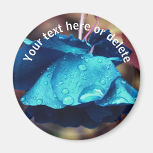 Blue Rose Flower Abstract Personalised Magnet