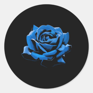 Blue Rose Flower Beautiful Classic Round Sticker
