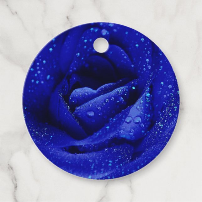 Blue rose flower favour tags (Front)