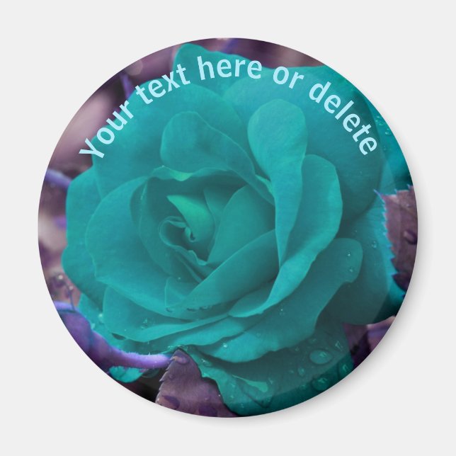 Blue Rose Flower Personalised Magnet (Front)