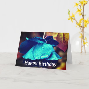Blue Rose Flower Photography Birthday Card