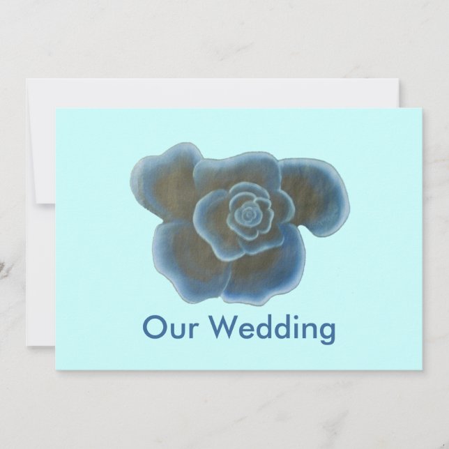 Blue Rose Flower Wedding Invitations (Front)