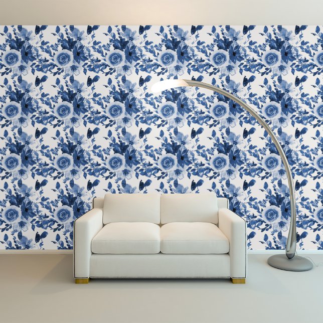 Blue Rose Flowers Pattern Wallpaper (Creator Uploaded)