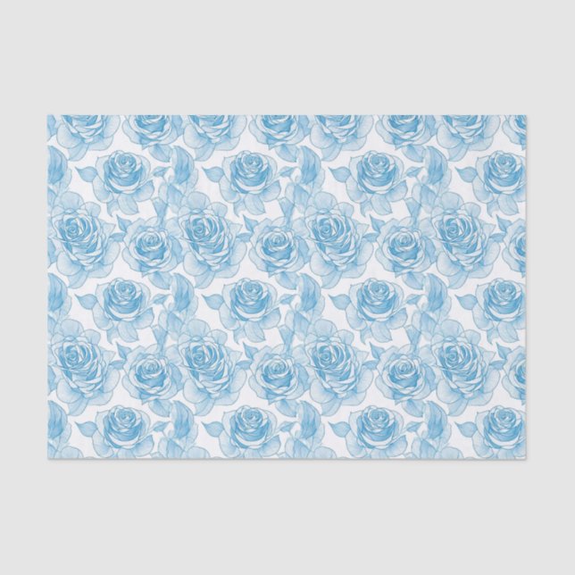 Blue rose flowers tissue paper (Front)