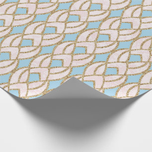 Blue Rose Gold Glitter Baroque Antonietta Glam Wrapping Paper