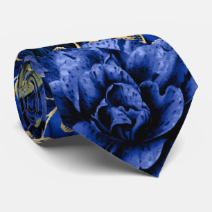 Blue rose green leaf foliage botanical floral tie