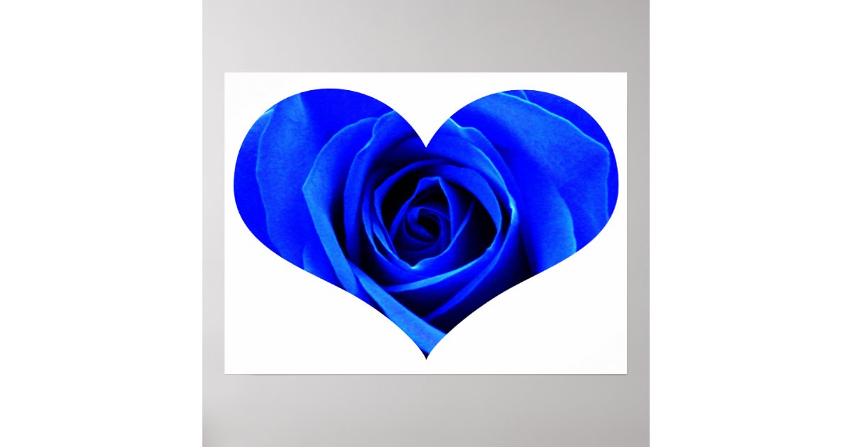Blue Rose Heart Poster | Zazzle