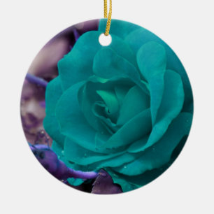 Blue Rose In Bloom Flower Ornament