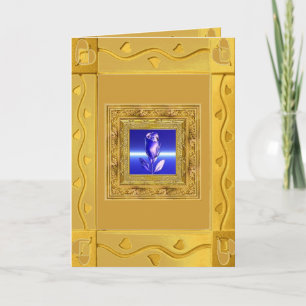 Blue Rose in Golden Frame Card