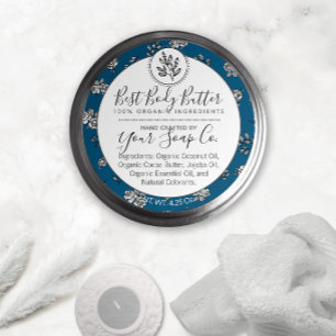 Blue Rose Leaves Body Butter or Scrub Classic Round Sticker