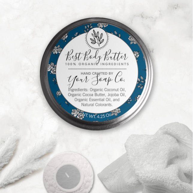 Blue Rose Leaves Body Butter or Scrub Classic Round Sticker (Creator Uploaded)