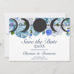 Blue Rose Moon Phase Wiccan Handfasting Save The Date