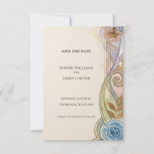 Blue Rose Nouveau Save The Date Card