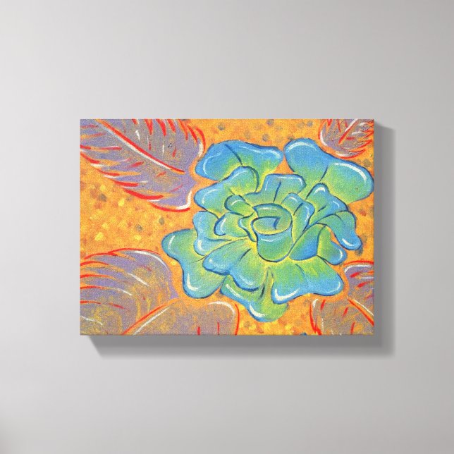 Blue Rose Oil Painting Canvas Print (Front)