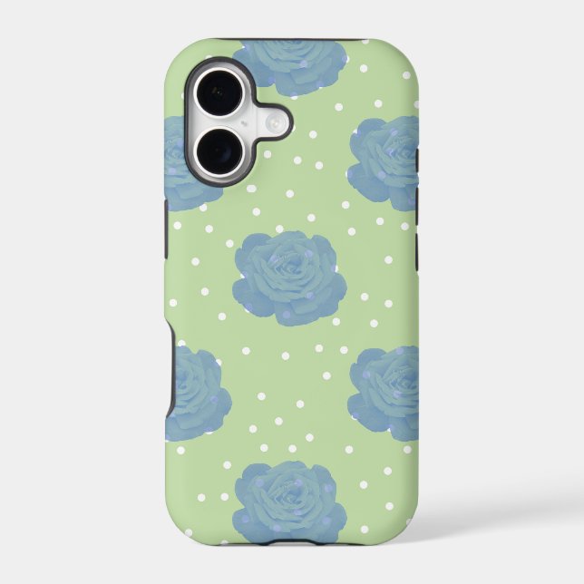 Blue rose pattern on green backround (Back)