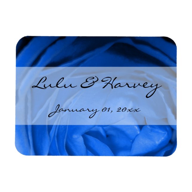 Blue Rose Personal Wedding Magnet (Horizontal)