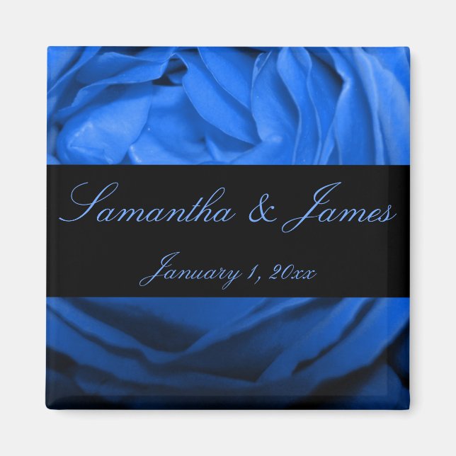 Blue Rose Personal Wedding Magnet (Front)