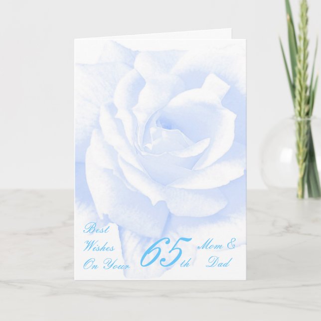 Blue Rose Personalised 65th Wedding Anniversary Card (Front)