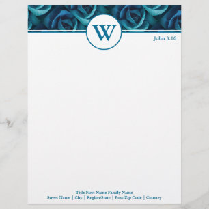 BLUE ROSE Personalised Business Custom Letterhead