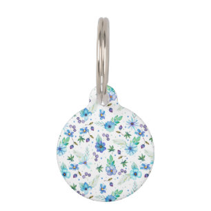 Blue rose pet tag