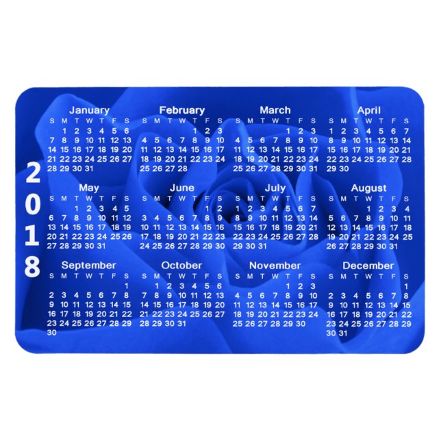 Blue Rose Petals 2018 Calendar Magnet (Horizontal)