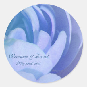Blue Rose Petals Custom Wedding Envelope Seals